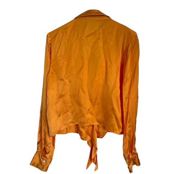 Wilfred Orange Satin Tie-Front Blouse Size S - Picture 5 of 7